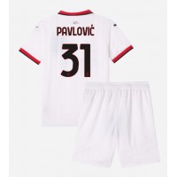 Camiseta AC Milan Strahinja Pavlovic #31 Visitante Equipación para niños 2024-25 manga corta (+ pantalones cortos)